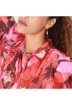 Blusa Crop Cuello Camisero Manga Larga