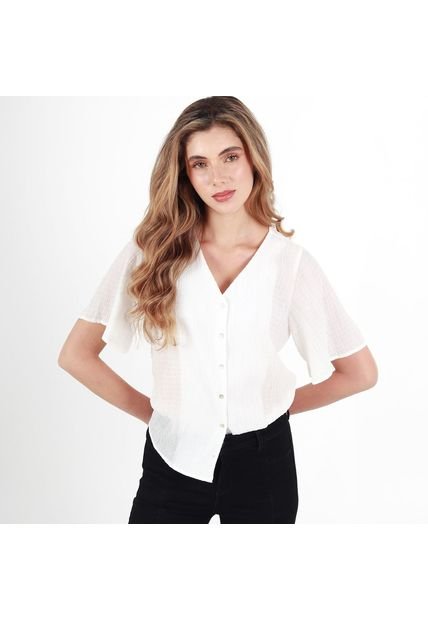 Blusa Con Textura Manga Corta