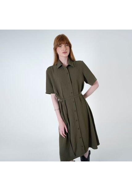 Vestido Cuello Camisero Manga Corta