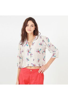 Blusa Cuello V Manga 3cuartos