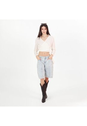 Blusa Cuello V Manga Larga Con Lazo