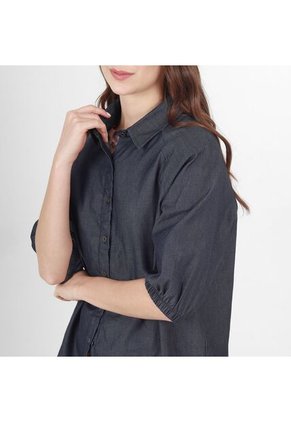 Blusa Cuello Camisero Manga Al Codo