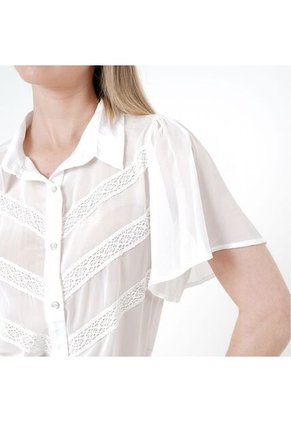 Blusa Cuello Camisero Manga Corta