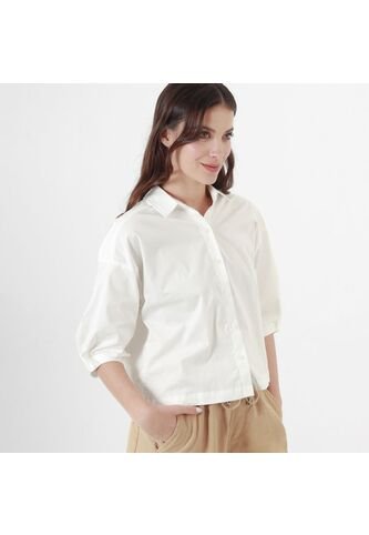 Blusa Cuello Camisero Manga Al Codo FDS
