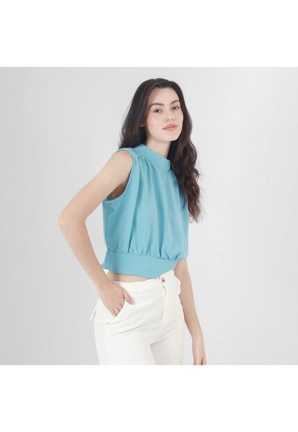 Blusa Cuello Alto Manga Sisa