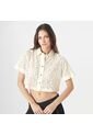 Blusa Crop Cuello Camisero Manga Corta de FDS
