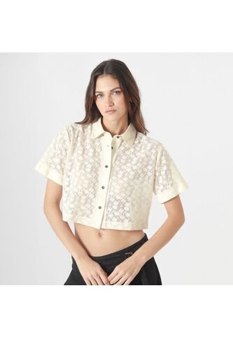 Blusa Crop Cuello Camisero Manga Corta FDS