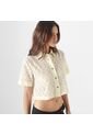 Blusa Crop Cuello Camisero Manga Corta de FDS