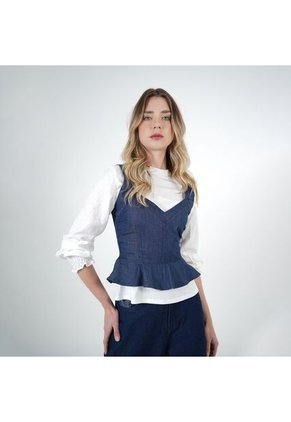 Blusa Cuello Corazon Manga Tiras