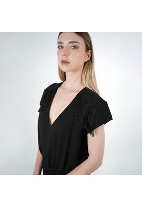 Vestido Cuello V Manga Corta