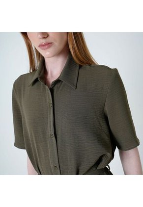 Vestido Cuello Camisero Manga Corta