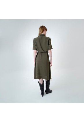 Vestido Cuello Camisero Manga Corta