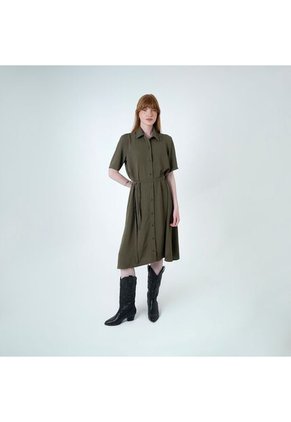 Vestido Cuello Camisero Manga Corta