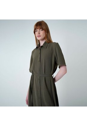 Vestido Cuello Camisero Manga Corta