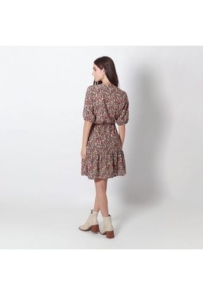 Vestido Cuello V Manga Corta