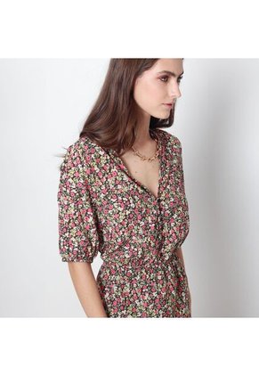 Vestido Cuello V Manga Corta