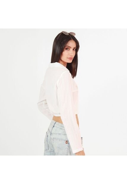 Blusa Cuello V Manga Larga Con Lazo