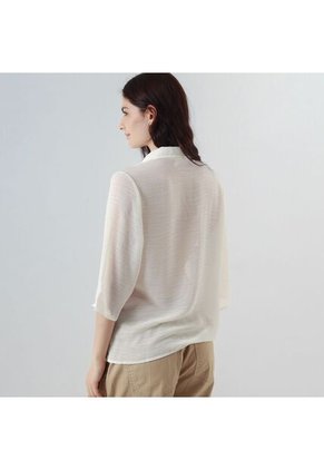 Blusa Cuello Camisero Manga 3/Cuartos