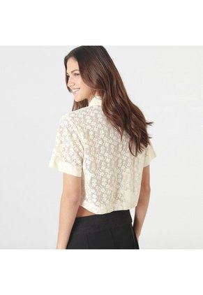 Blusa Crop Cuello Camisero Manga Corta