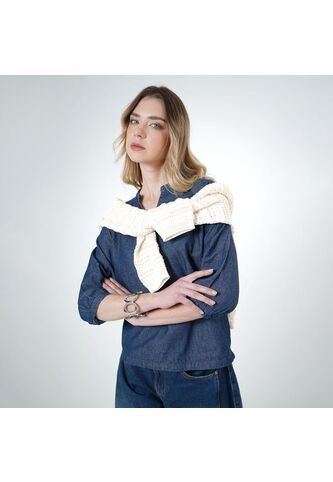 Blusa Cuello En V Manga 3/Cuartos FDS