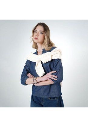 Blusa Cuello En V Manga 3/Cuartos