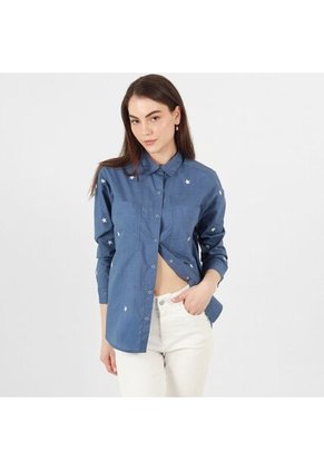 Blusa Cuello Camisero Manga Larga