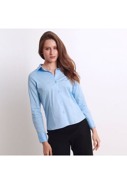 Blusa Cuello Camisero Manga Larga