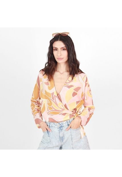 Blusa Cuello V Manga Larga Con Lazo