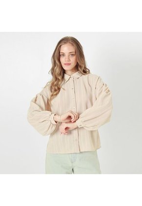 Blusa Cuello Camisero Manga Larga