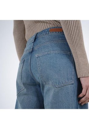 Jean Mom Tiro Alto Bota Recta