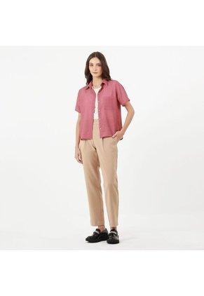 Blusa Cuello Camisero Manga Corta