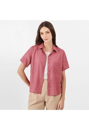 Blusa Cuello Camisero Manga Corta