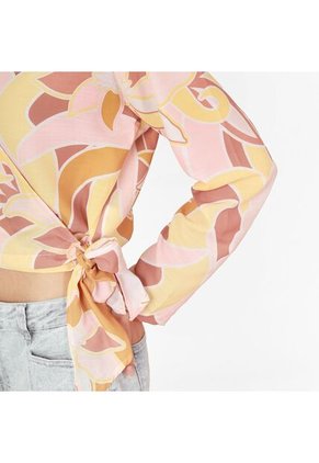 Blusa Cuello V Manga Larga Con Lazo