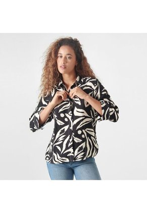 Blusa Cuello Camisero Manga Larga
