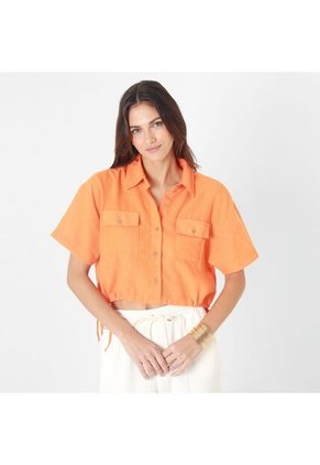 Blusa Cuello Camisero Manga Corta