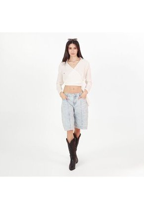 Blusa Cuello V Manga Larga Con Lazo