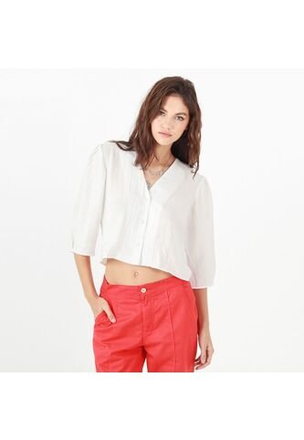 Blusa Cuello V Manga Al Codo FDS