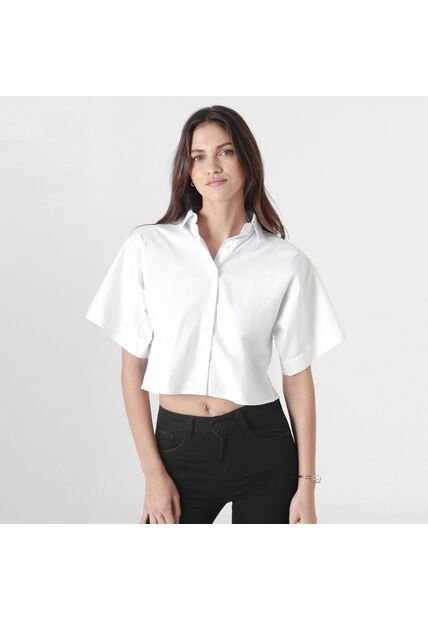 Blusa Cuello Camisero Manga Corta