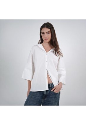 Blusa Cuello Camisero Manga 3/ Cuartos