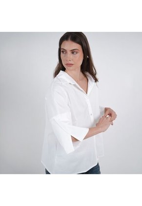 Blusa Cuello Camisero Manga 3/ Cuartos