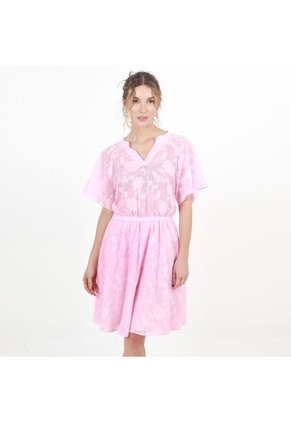 Vestido Cuello V Manga Corta