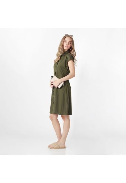 Vestido Cuello Camisero Manga Corta