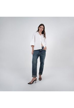 Blusa Cuello Camisero Manga 3/ Cuartos