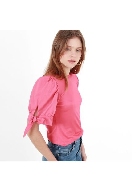 Camiseta Cuello Redondo Manga Globo