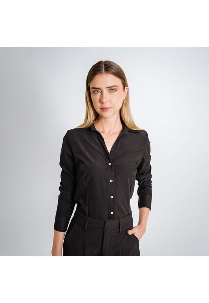 Blusa Cuello Camisero Manga Larga