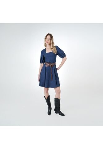 Vestido Escote Cuadrado Manga Corta FDS