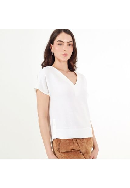 Blusa Cuello V Manga Corta