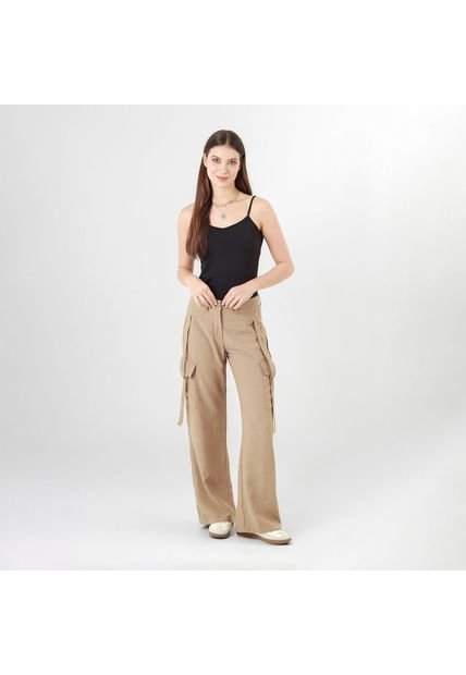 Pantalon Tipo Cargo Tiro Alto Bota Recta