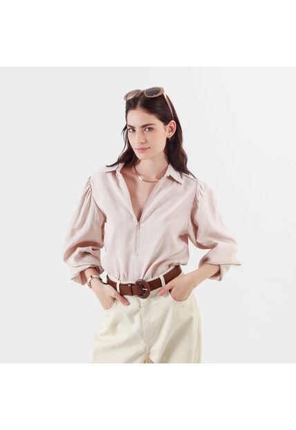 Blusa Cuello Camisero Manga Larga