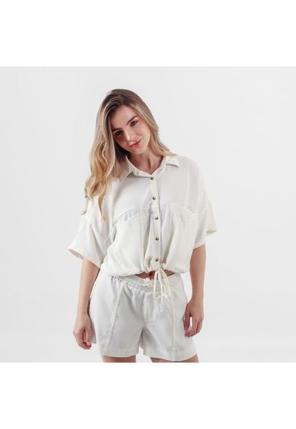 Blusa Cuello Camisero Manga Corta